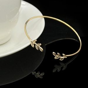 Gold Leaf Bracelet NWT Minimalist Open Cuff